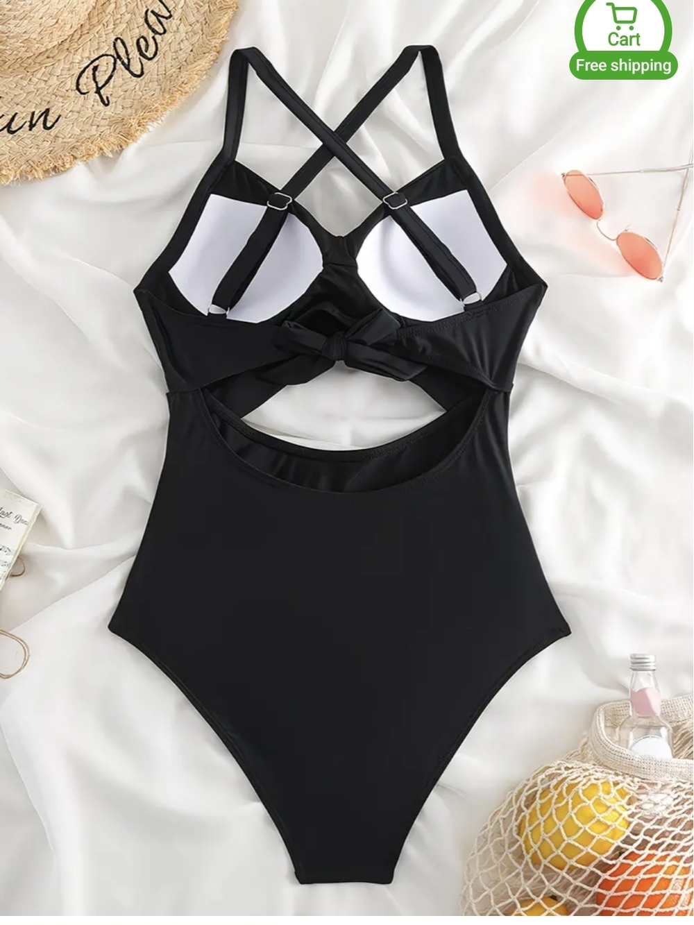 Classic Black One-Piece Swimsuit with Twist Back